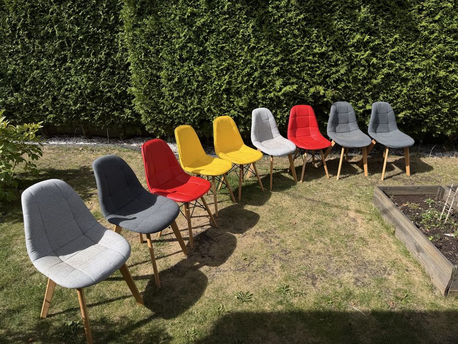 Krzeselka materialowe i skorzane eco 9 sztuk OKAZJA