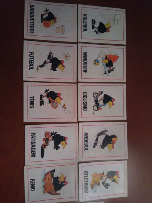 antiga coleção de 11 cromos pinguins no desporto