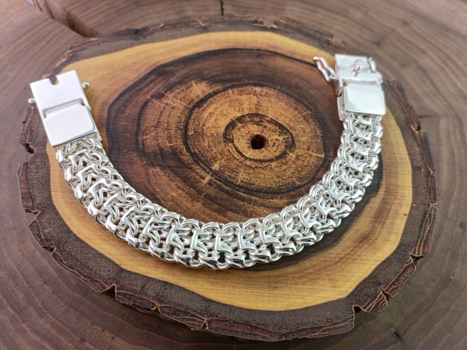 Серебряный двойной браслет Император. Срібний Імператор чоловічий