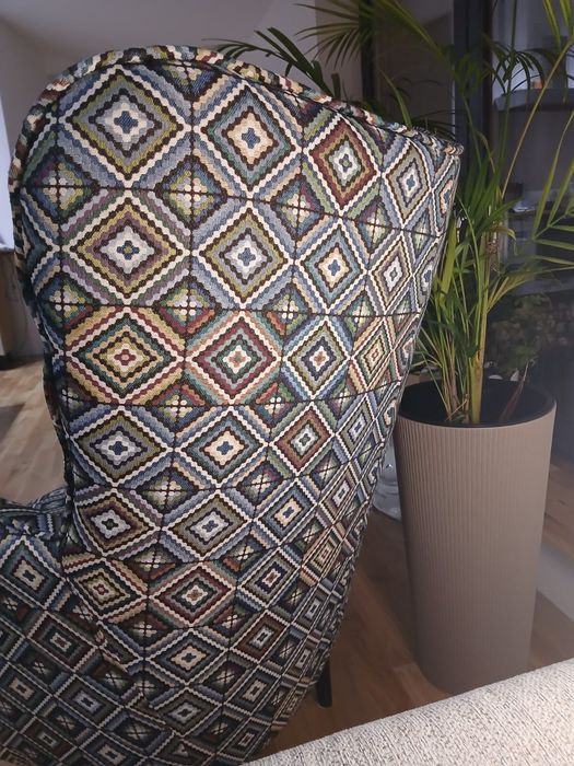 Fotel kolorowy szerokość 75 Lux tkanina romby azul  żakard tkany