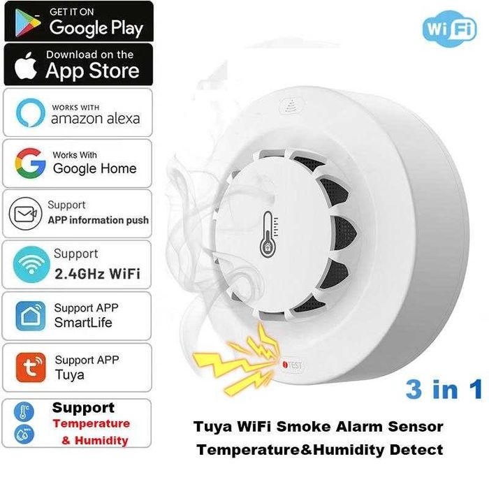 Датчик диму температури вологості Wi-Fi