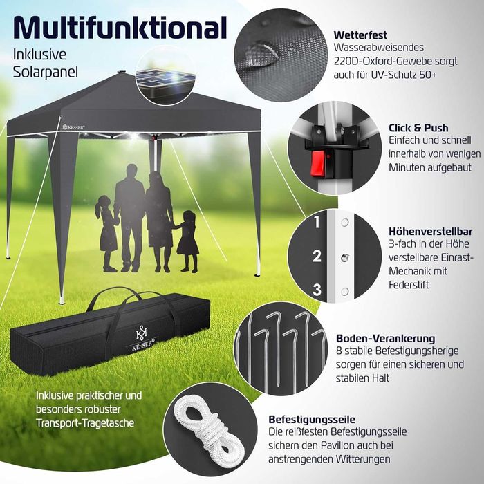 Nowy pawilon ogrodowy / altanka / namiot / 3x3m / LED / solar !8914!