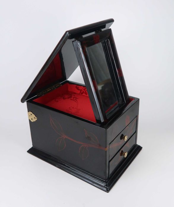 Caixa guarda joias toucador - madeira lacada