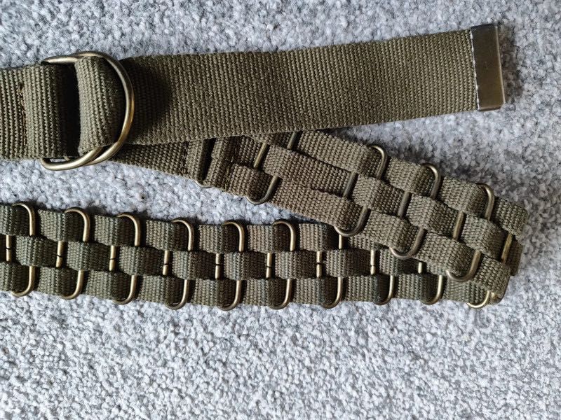 Pasek khaki militarny ozdobny parciany 105 cm NOWY