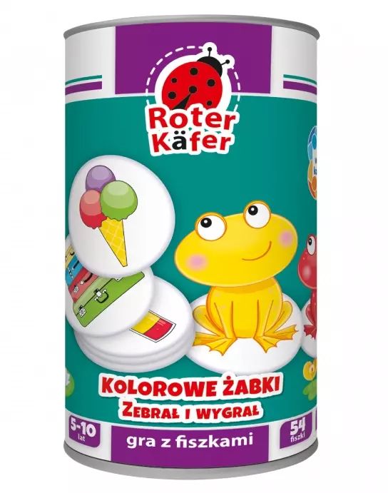 Kolorowe żabki. Zebrał i wygrał. Gra edukacyjna. Roter Kafer. Nowy Produkt