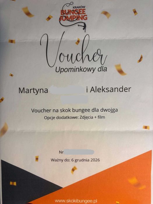 Voucher na skok na bungee dla dwóch osób w Bungee Jumping Kraków