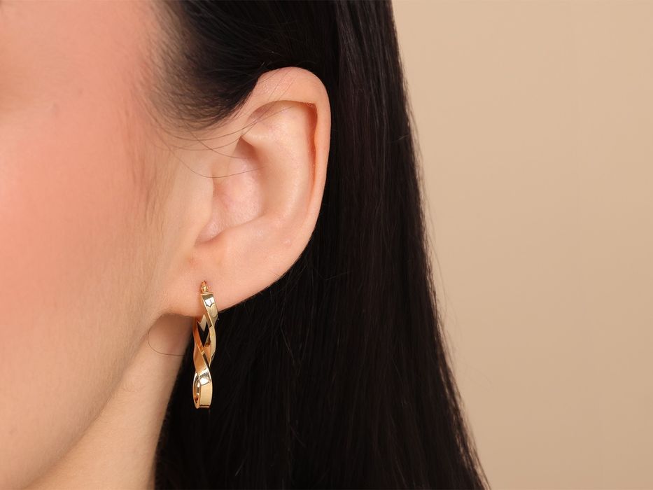 Złote kolczyki przeplatane nieskończoności PR 585