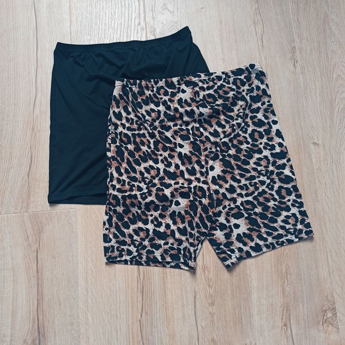 Dwupak ciążowych krótkich spodenek kolarki XS/S czarne panterka