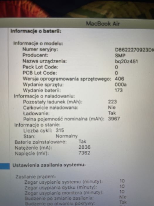 Macbook A1370 11,6” 2011 rok macOS sierra 2GB RAM i5