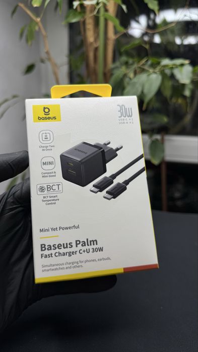 Мережевий зарядний пристрій Baseus Palm Fast Charger Type-C+USB 30W