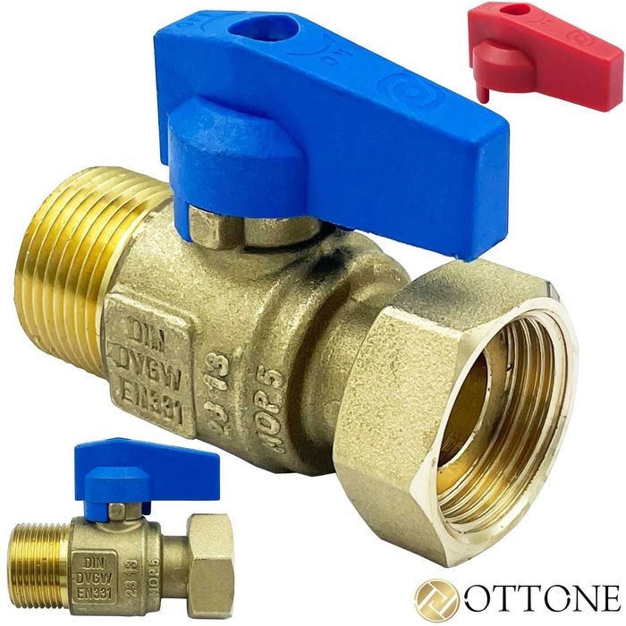 Zawór Kulowy Prosty 3/4 X 3/4 Kurek Z Czerwonym I Niebieskim Motylkiem