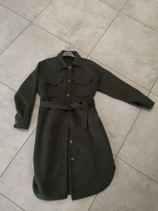 Jak nowy płaszczyk rozS/M  Khaki+  nowy szal Ochnik