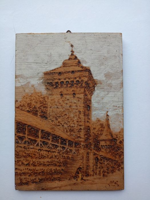 Brama Floriańska Kraków – Pirografia na drewnie J.K. Gumowski