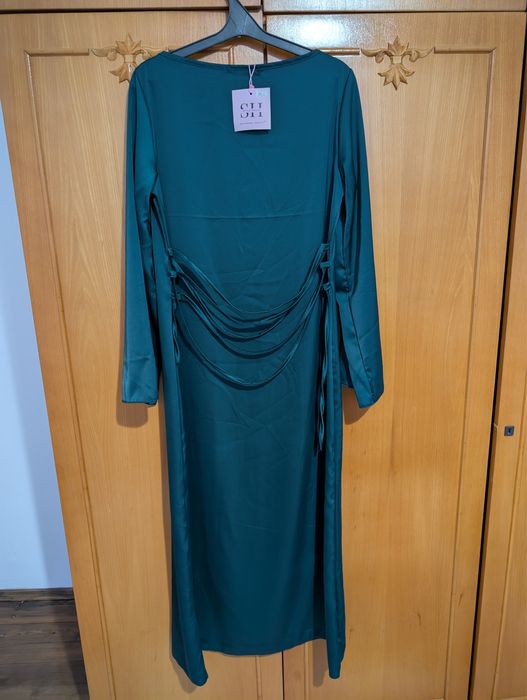 Сукня жіноча шовкова міді смарагдова