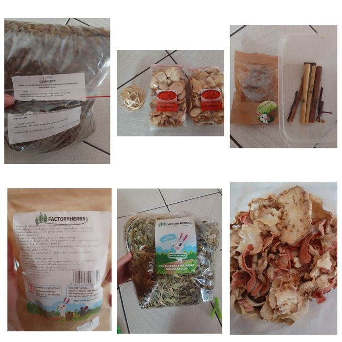 Zioła, granulat i przysmaki warzywne dla królika