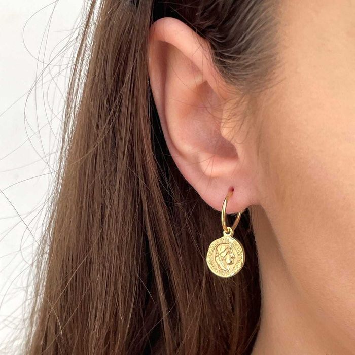 Kolczyki stal chirurgiczna kółka monety