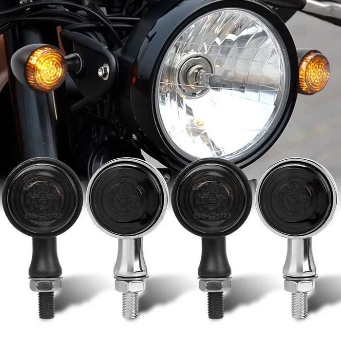Par de Piscas Bala LED Alumínio Lente Escurecida