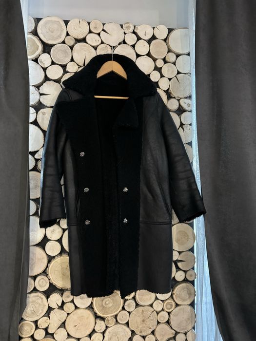 пальто двостороннє зі шкіри та овчини, дубленка кожаная