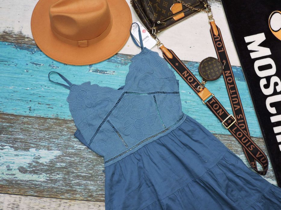 Moda Italy włoska sukienka boho haft S/M