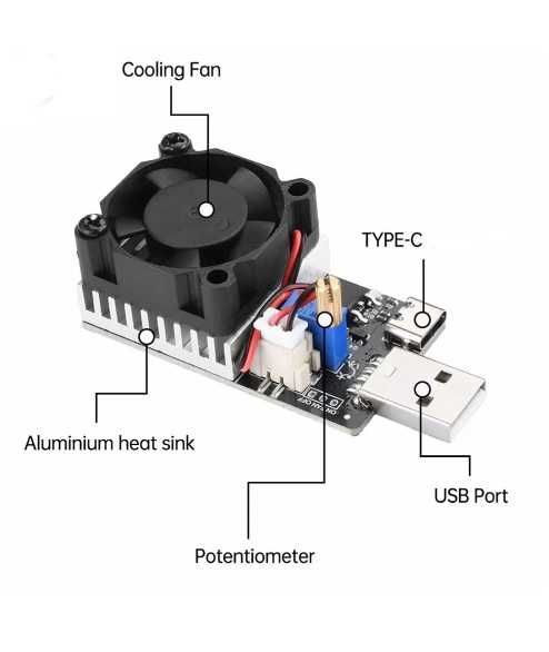 USB электронный нагрузочный модуль 3.7-20V 3A 25W
