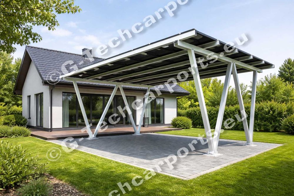 WIATA FOTOWOLTAIKA PV 7x7 m | ocynk/Alu Carport | 2 stanowiska |G-TECH