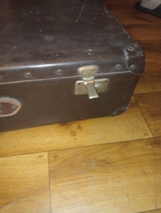 Stara walizka skórzana retro USA Fibre