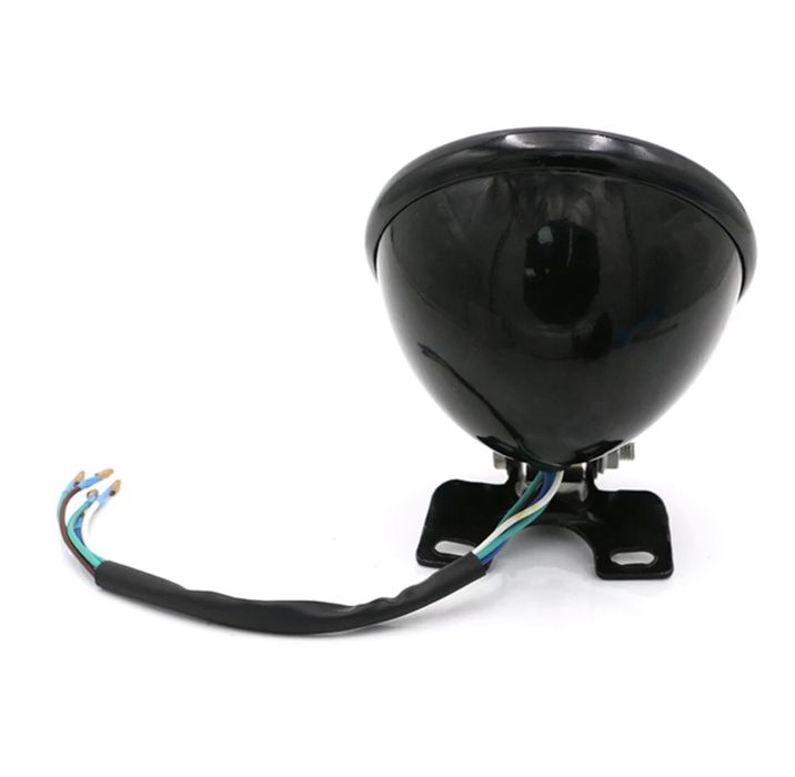 Farol frontal preto/cromado alumínio apoio inferior amarelo transparen