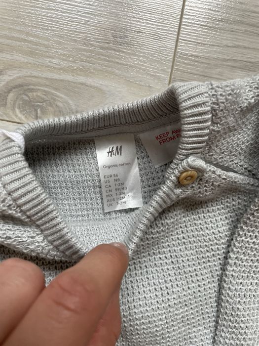 Komplet hm sweterkowy organiczna bawełna 56, 1-3m
