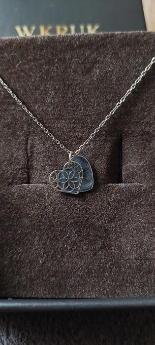 Naszyjnik 2 serca srebrny W. Kruk
