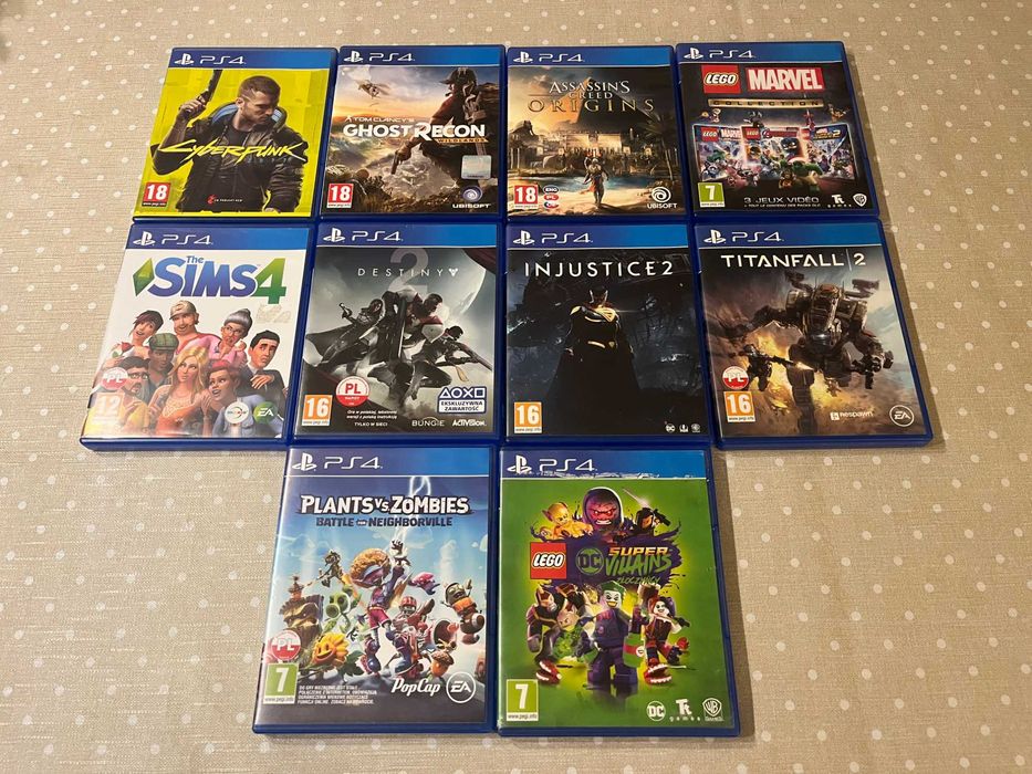 Gry na ps4 Cyberpunk Injustice 2 Assasins creed origins Lego Marvel