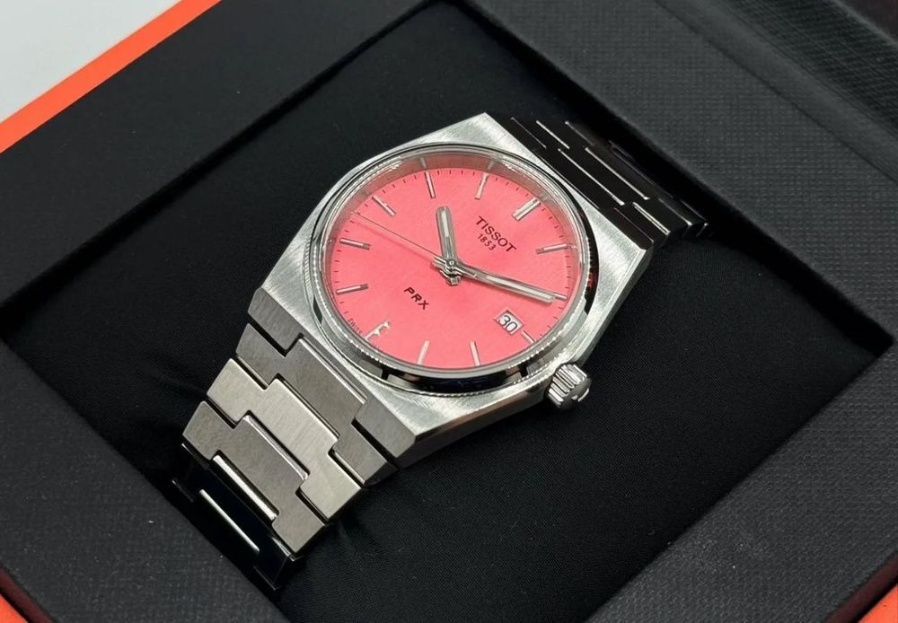 Женские Часы Tissot PRX 35мм Розовые