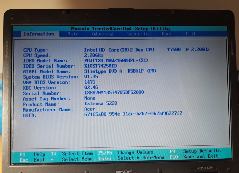 Laptop Acer Extensa 5220