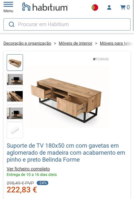 Mesa da televisão 180 x 50 x 40