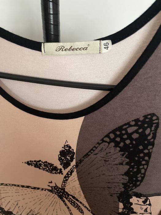 Rebecca sukienka damska z motylem, czarna koralowa, wiskoza rozm 44/46