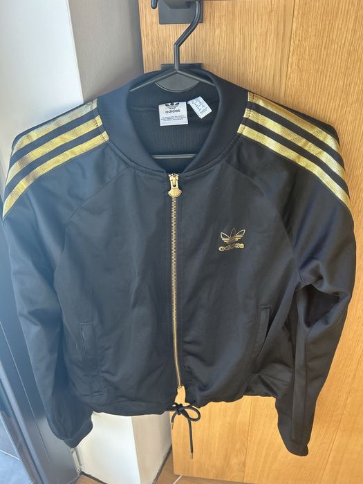 Adidas bluza rozpinana bomberka M czarno złota