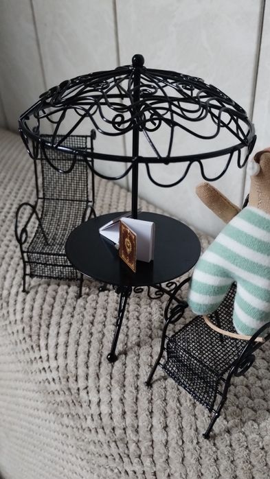 Zestaw miniatura stolik ogrodowy krzesełka Myszka Meilag