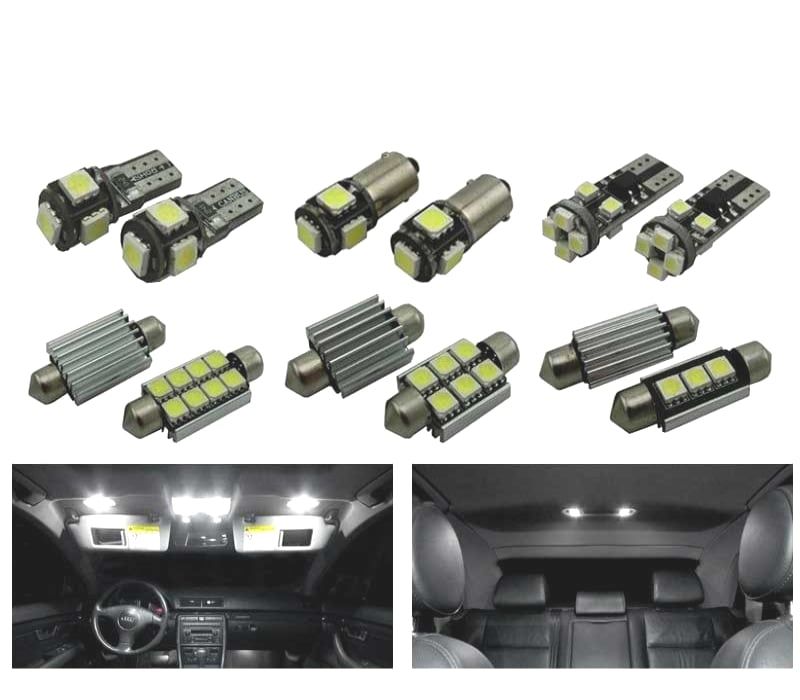 KIT COMPLETO DE 23 LÂMPADAS LED INTERIOR AUDI A4 S4 RS4 B6 B7 AVANT WAGON SOLAMENTE 2002-2008