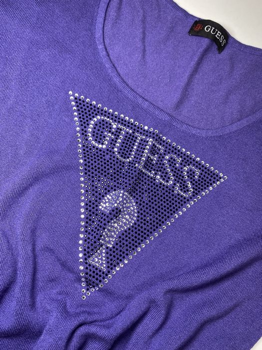 Damska Bluzka GUESS Fioletowa Modna Klasyczny Sweter Premium Vintage S