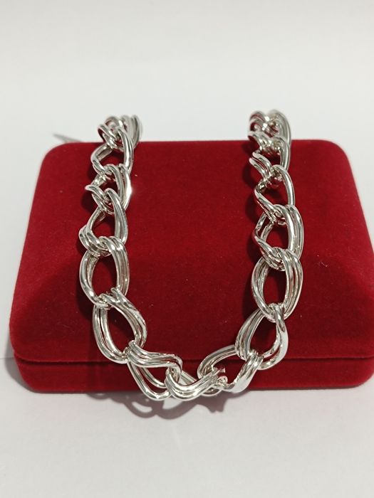Srebrna bransoletka podwójne ogniwa dł.21cm, srebro próby 800