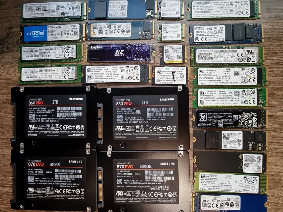 2.5 M.2 NVME SSD диск 250GB 500GB 1TB 2TB Samsung EVO PRO WD Crucial