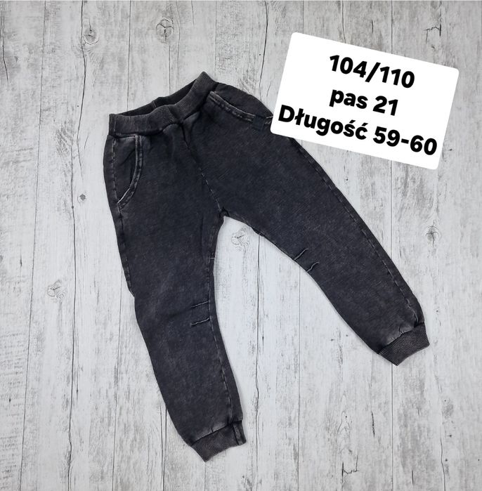 Spodnie 104/110 dekatyzowane mimi bawełniane chłopięce bojowki  czarny