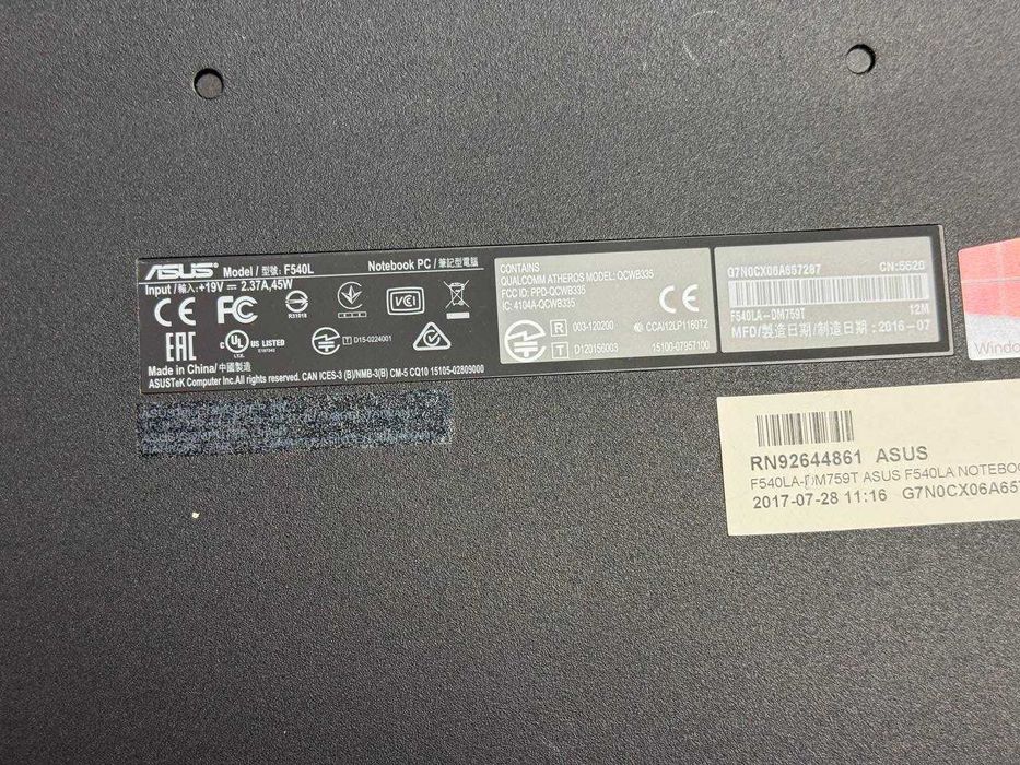 Asus F540L i3-5005 8ram ssd 128 Full HD  15.6