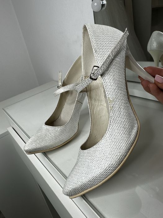 Buty ślubne buty do ślubu szpilki brokatowe