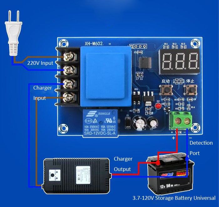 Модуль керування зарядом XH-M602/HW-M633. Контроллер акб,индикатор 220