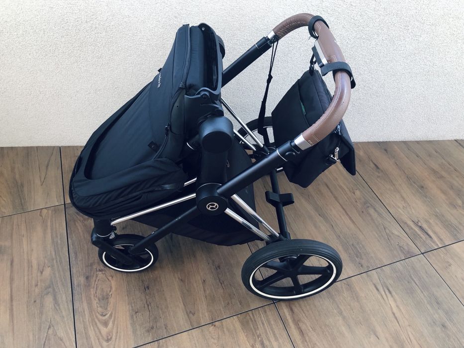 Cybex Priam 2.0 - 2w1  Deep Black + Chrome Brown  + torba + uchwyt na kubek
