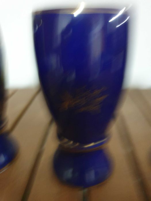 Copos de ceramica azul antigo vintage