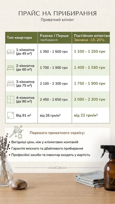 Якісне прибирання квартир у Чернівцях генеральне/підтримувальне