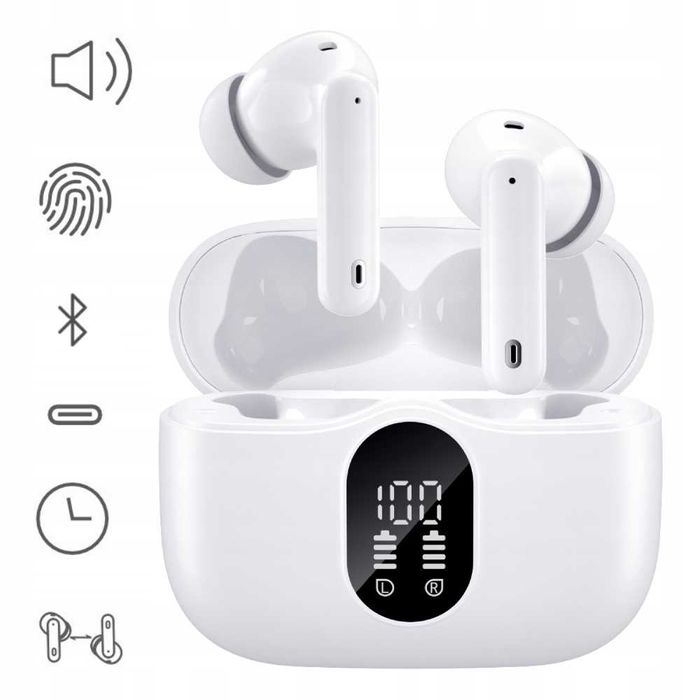 Słuchawki Bezprzewodowe Białe Manta Rytmo Pro Anc Enc Tws Douszne