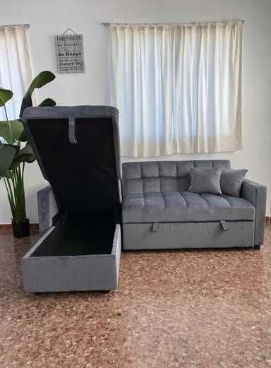 Sofá-cama com espaço de arrumação
