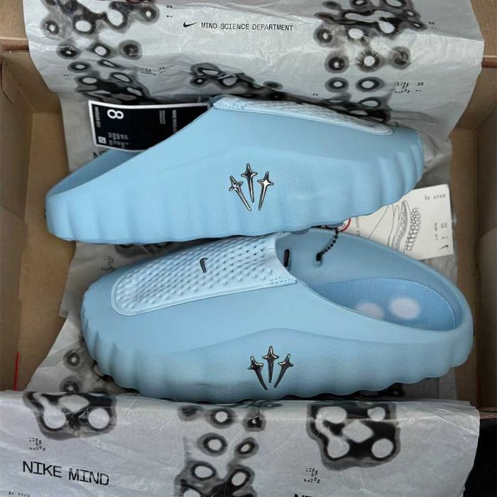Шльопанці Nike Mind 001 x Drake’s Nocta Iceman Blue Whisper | тапочки Найк Мінд 001 х Дрейкс Нокта Айсмен голубого кольору